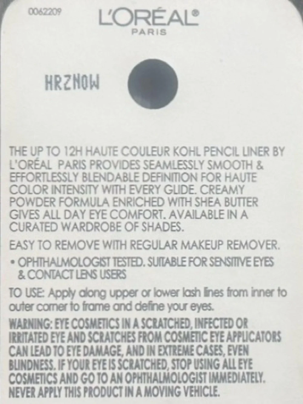 💞 New L'Oreal Paris Haute Couleur Kohl Pencil Eyeliner, Black Silk